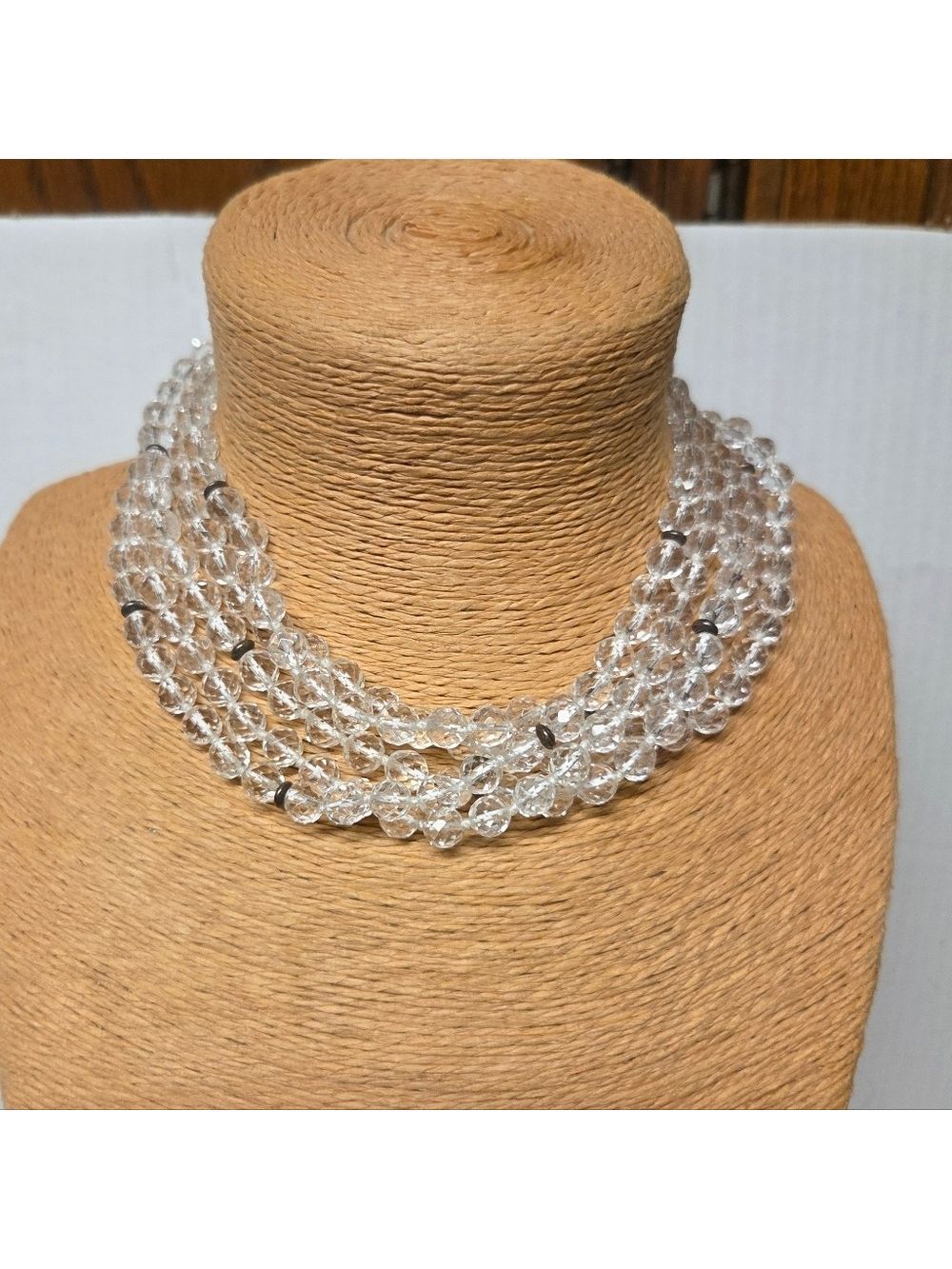 Luc (Lucas Lameth) 925 Sterling 5-Strand Faceted Crystal Collar Necklace